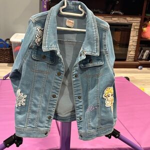 Disney Frozen Blue Denim Jacket with Elsa and Olaf Patches